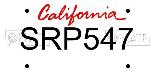 SRP547 California License Plate