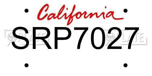 SRP7027 California License Plate