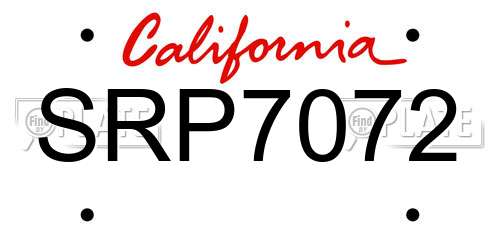 SRP7072 California License Plate