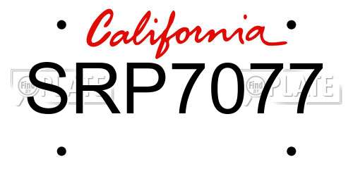 SRP7077 California License Plate