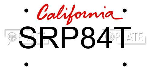 SRP84T California License Plate