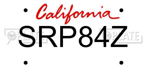 SRP84Z California License Plate