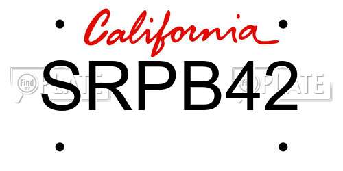 SRPB42 California License Plate