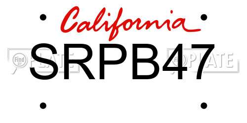 SRPB47 California License Plate