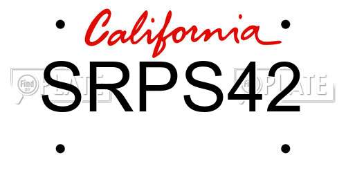 SRPS42 California License Plate