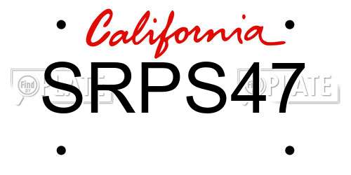 SRPS47 California License Plate
