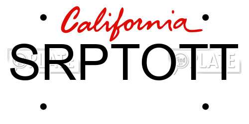 SRPTOTT California License Plate