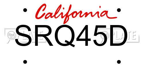 SRQ45D California License Plate