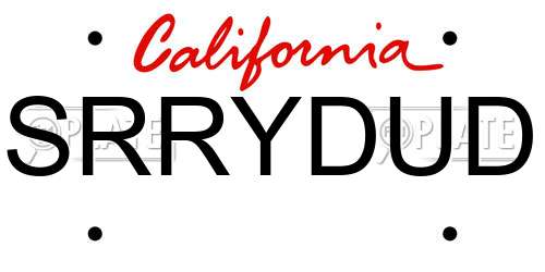 SRRYDUD California License Plate