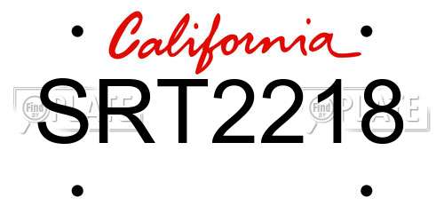 SRT2218 California License Plate