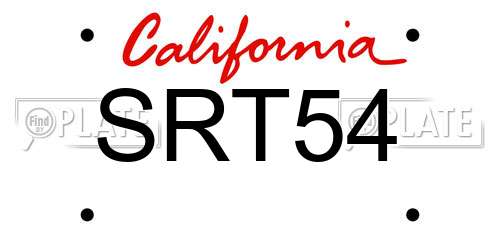SRT54 California License Plate