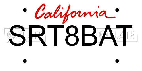 SRT8BAT California License Plate