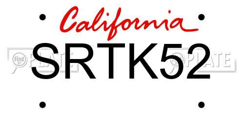 SRTK52 California License Plate