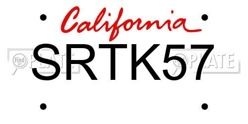 SRTK57 California License Plate