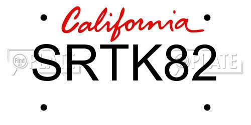 SRTK82 California License Plate