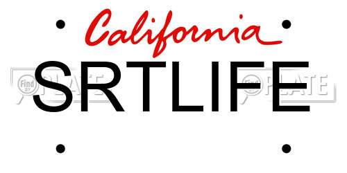 SRTLIFE California License Plate