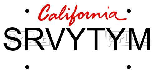 SRVYTYM California License Plate
