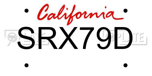SRX79D California License Plate