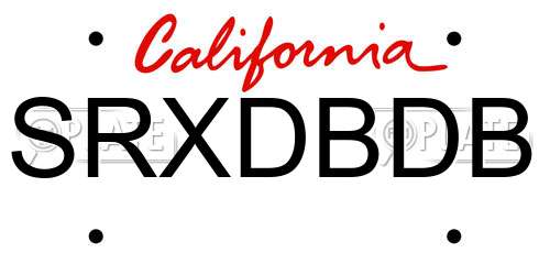 SRXDBDB California License Plate