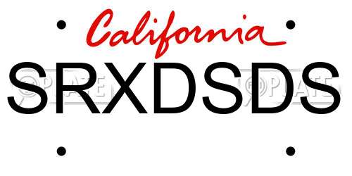 SRXDSDS California License Plate