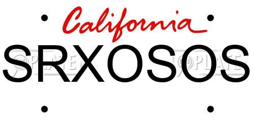 SRXOSOS California License Plate