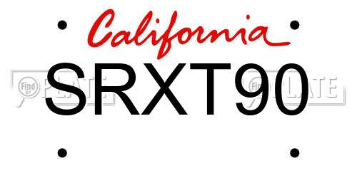 SRXT90 California License Plate