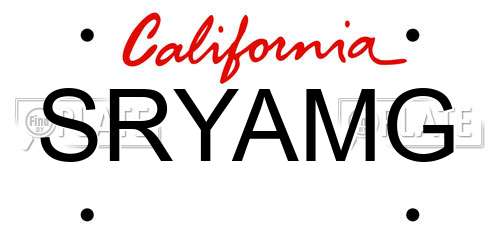 SRYAMG California License Plate