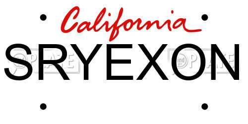 SRYEXON California License Plate