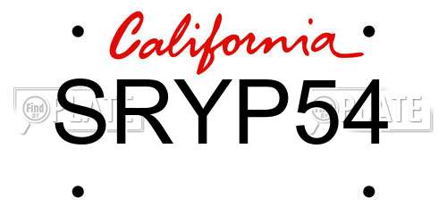 SRYP54 California License Plate
