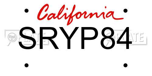 SRYP84 California License Plate