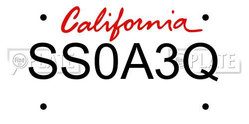 SS0A3Q California License Plate