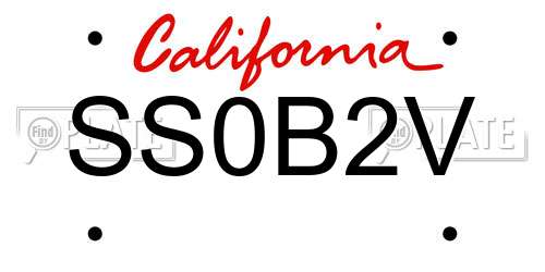 SS0B2V California License Plate
