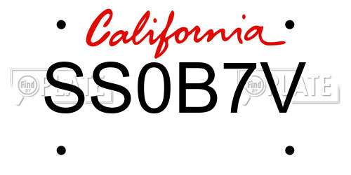 SS0B7V California License Plate