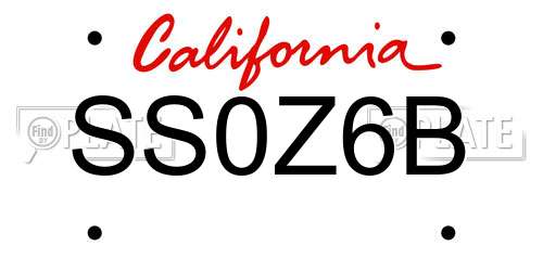 SS0Z6B California License Plate