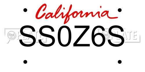 SS0Z6S California License Plate