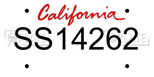 SS14262 California License Plate