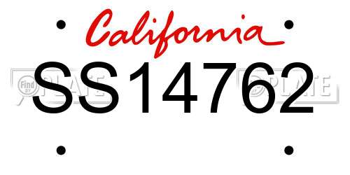 SS14762 California License Plate