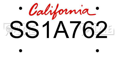 SS1A762 California License Plate