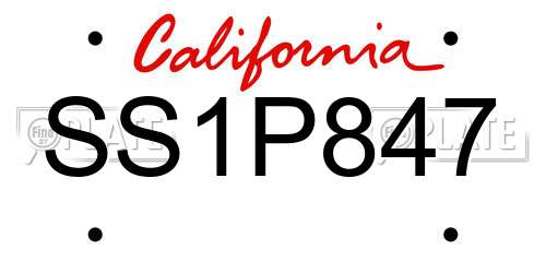 SS1P847 California License Plate