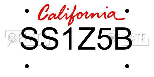 SS1Z5B California License Plate