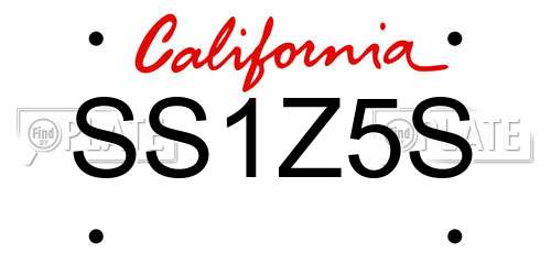 SS1Z5S California License Plate