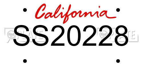 SS20228 California License Plate