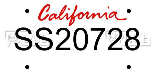 SS20728 California License Plate
