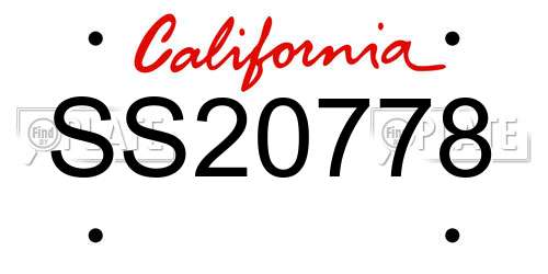 SS20778 California License Plate
