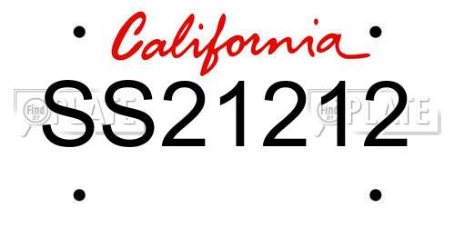 SS21212 California License Plate