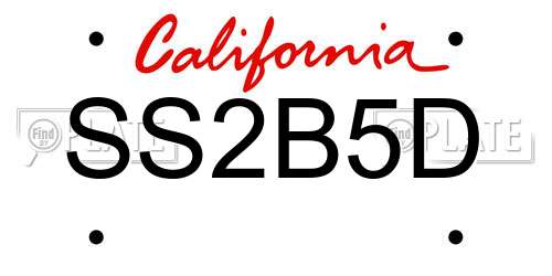SS2B5D California License Plate