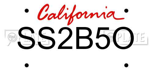SS2B5O California License Plate