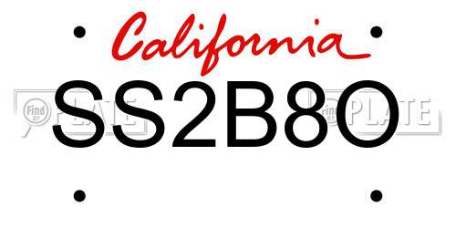 SS2B8O California License Plate