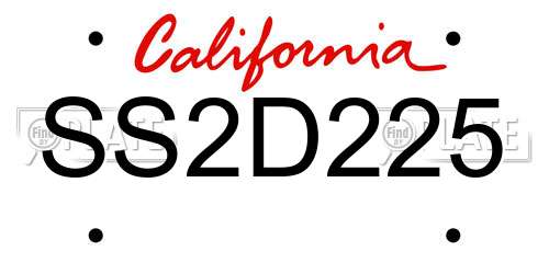 SS2D225 California License Plate