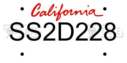 SS2D228 California License Plate